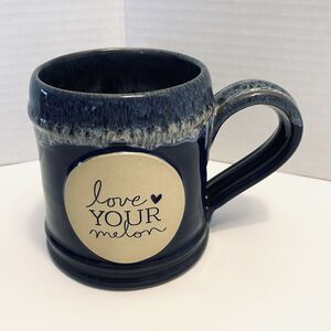 Deneen Pottery Handthrown Glaze Mug Love Your Melon Glaze Drip 2016 USA